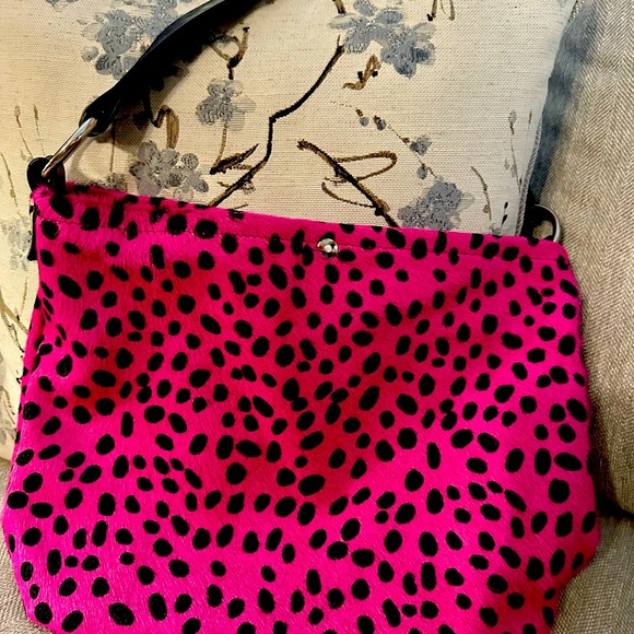 Wild Goose Cowhide Hot Pink Leopard Hobo - Picture 2 of 6